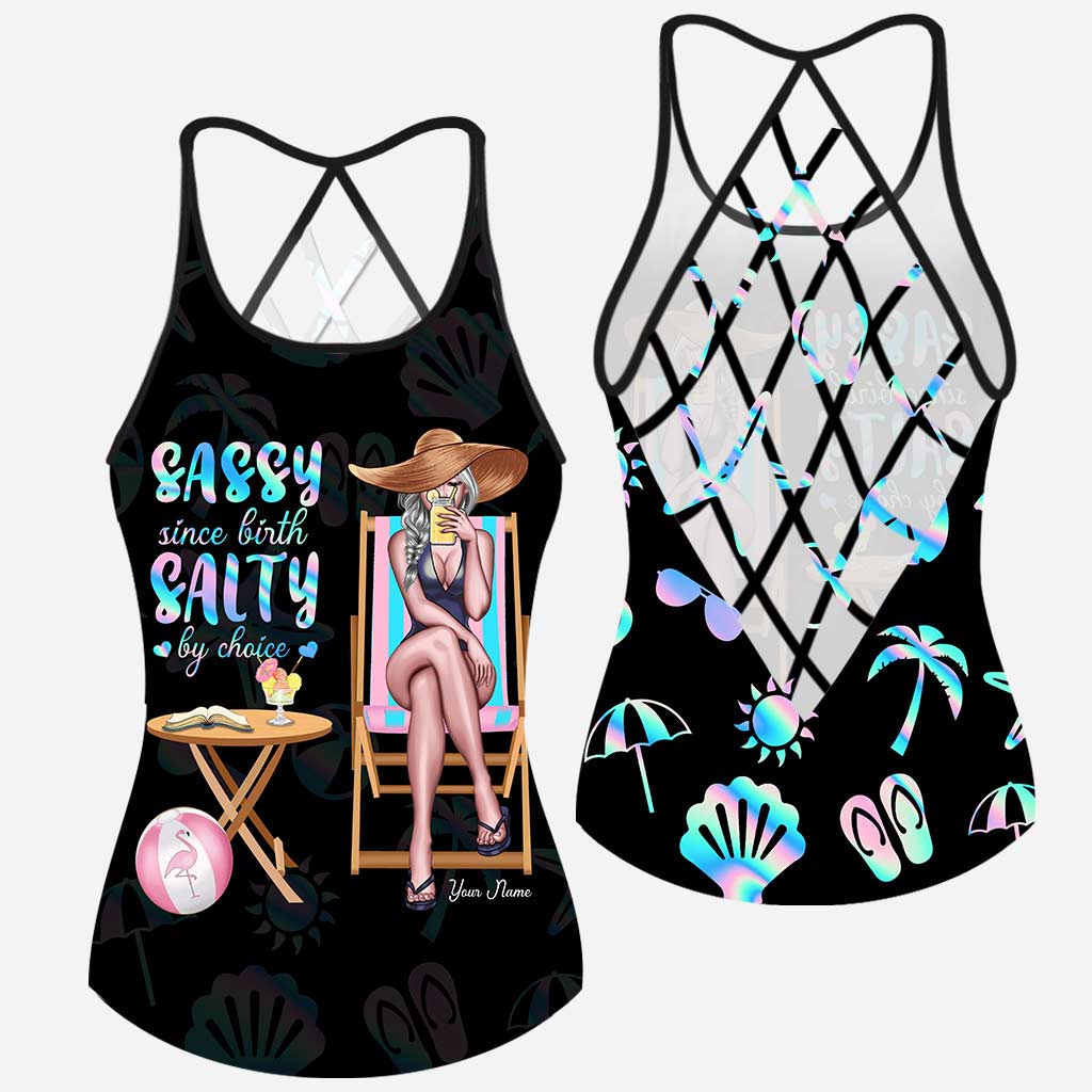 Strandliebendes Mädchen – Personalisiertes Tanktop mit Meeresliebe-Kreuz