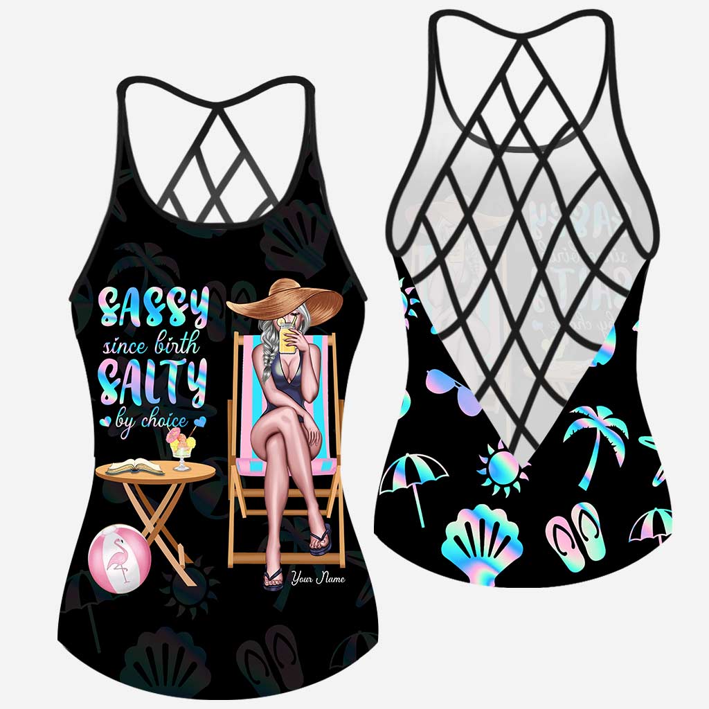 Strandliebendes Mädchen – Personalisiertes Tanktop mit Meeresliebe-Kreuz