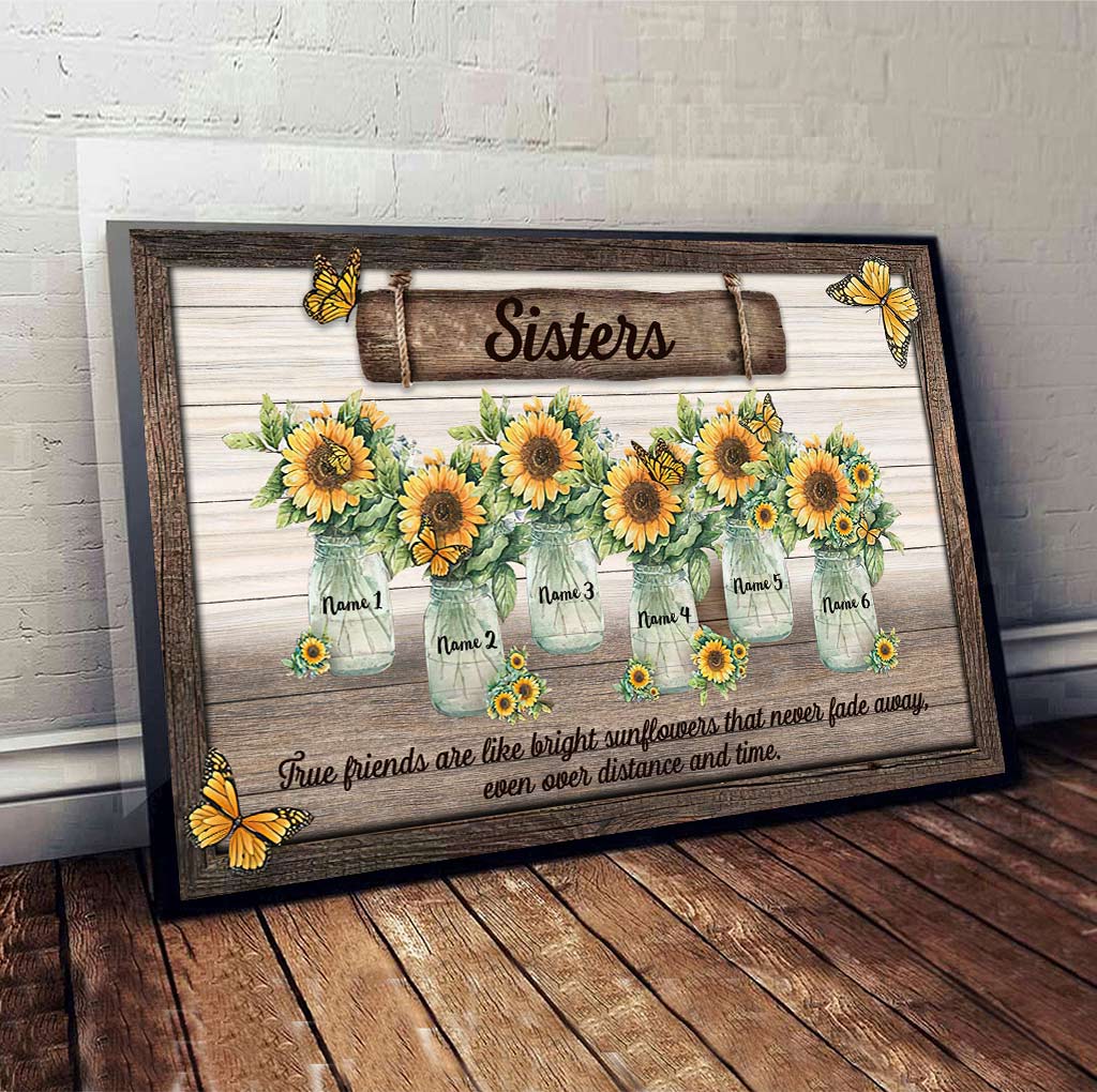 Sonnenblumen-Freundschaft – Personalisiertes Poster für die beste Freundin