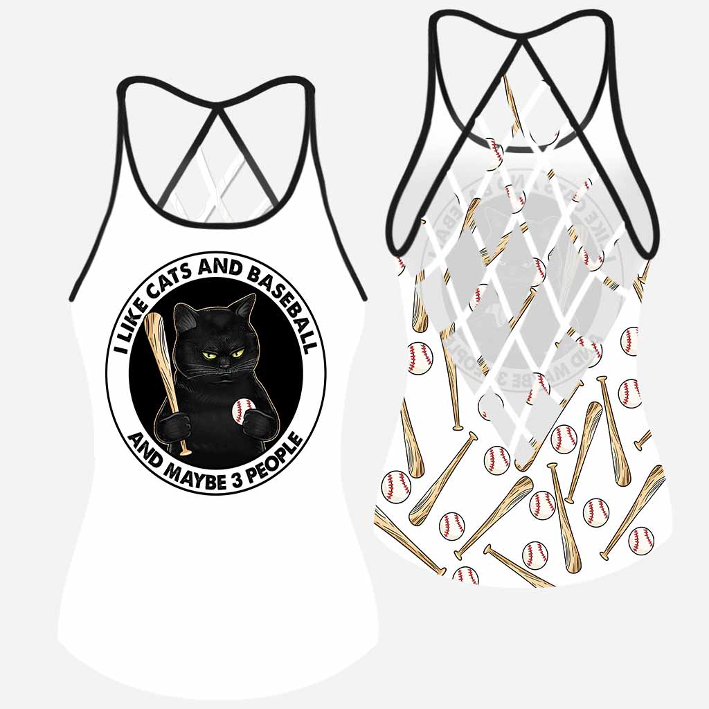 Ich mag Katzen und Baseball Cross Tank Top