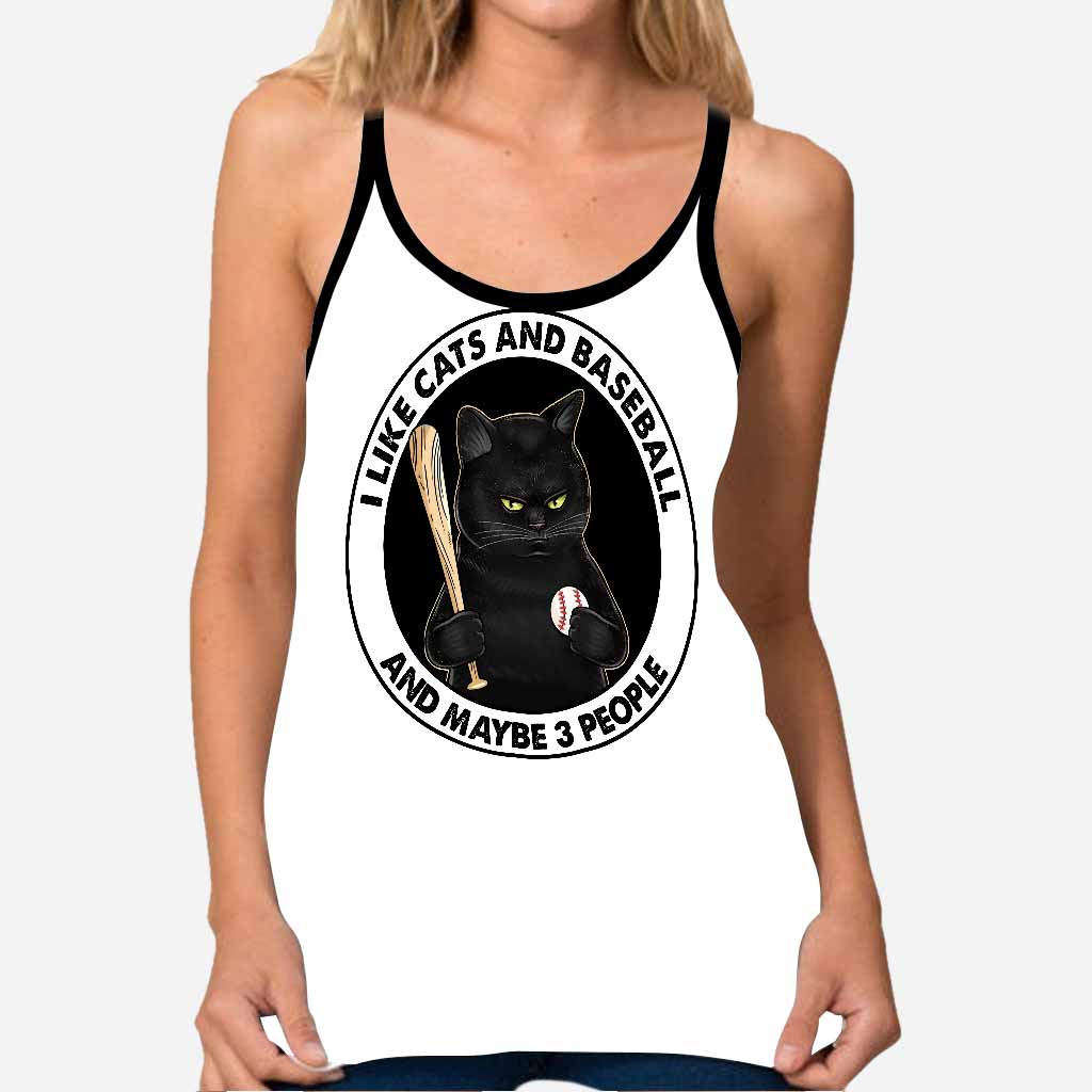 Ich mag Katzen und Baseball Cross Tank Top