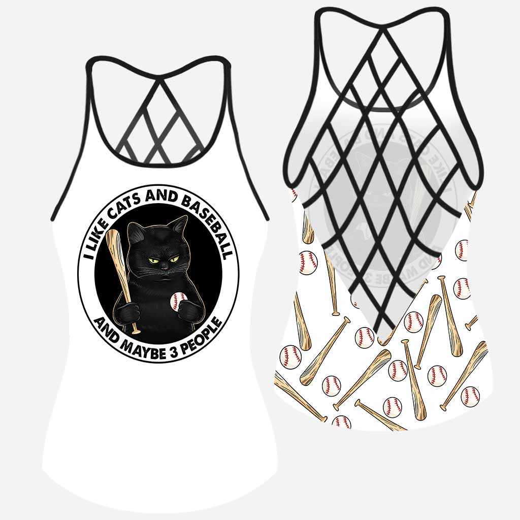 Ich mag Katzen und Baseball Cross Tank Top