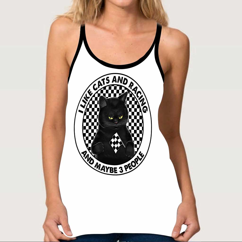 Ich mag Katzen und Rennsport-Tanktop