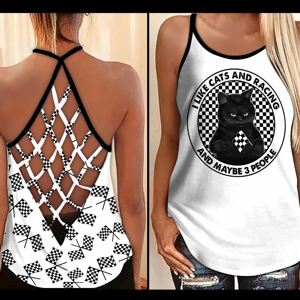 Ich mag Katzen und Rennsport-Tanktop