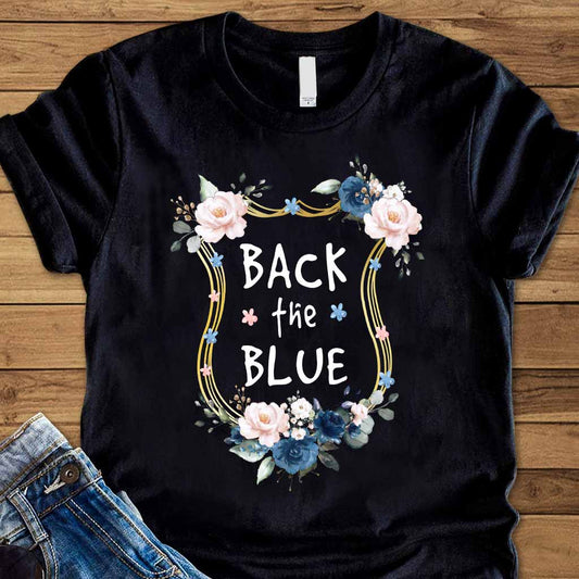 Polizeiabzeichen mit Blumenmuster – T-Shirt und Hoodie für Polizeibeamte 062021