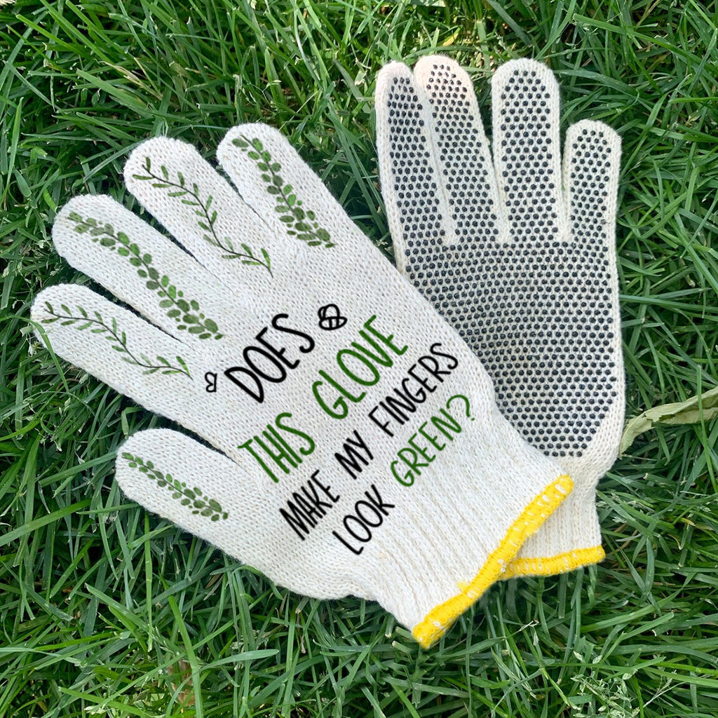Lassen diese Handschuhe meine Finger grün aussehen? - Personalisierte Gartenhandschuhe