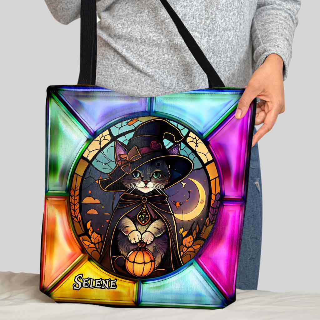 Hallo Dunkelheit, mein alter Freund – Personalisierte Tragetasche mit schwarzer Katze