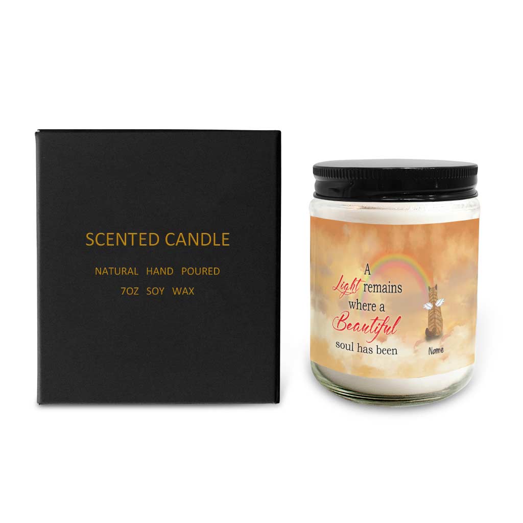 Wo eine schöne Seele gewesen ist – personalisierte Katzenkerze 