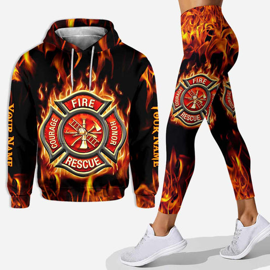 200 Fuß Abstand halten – Personalisierter Feuerwehr-Hoodie und Leggings