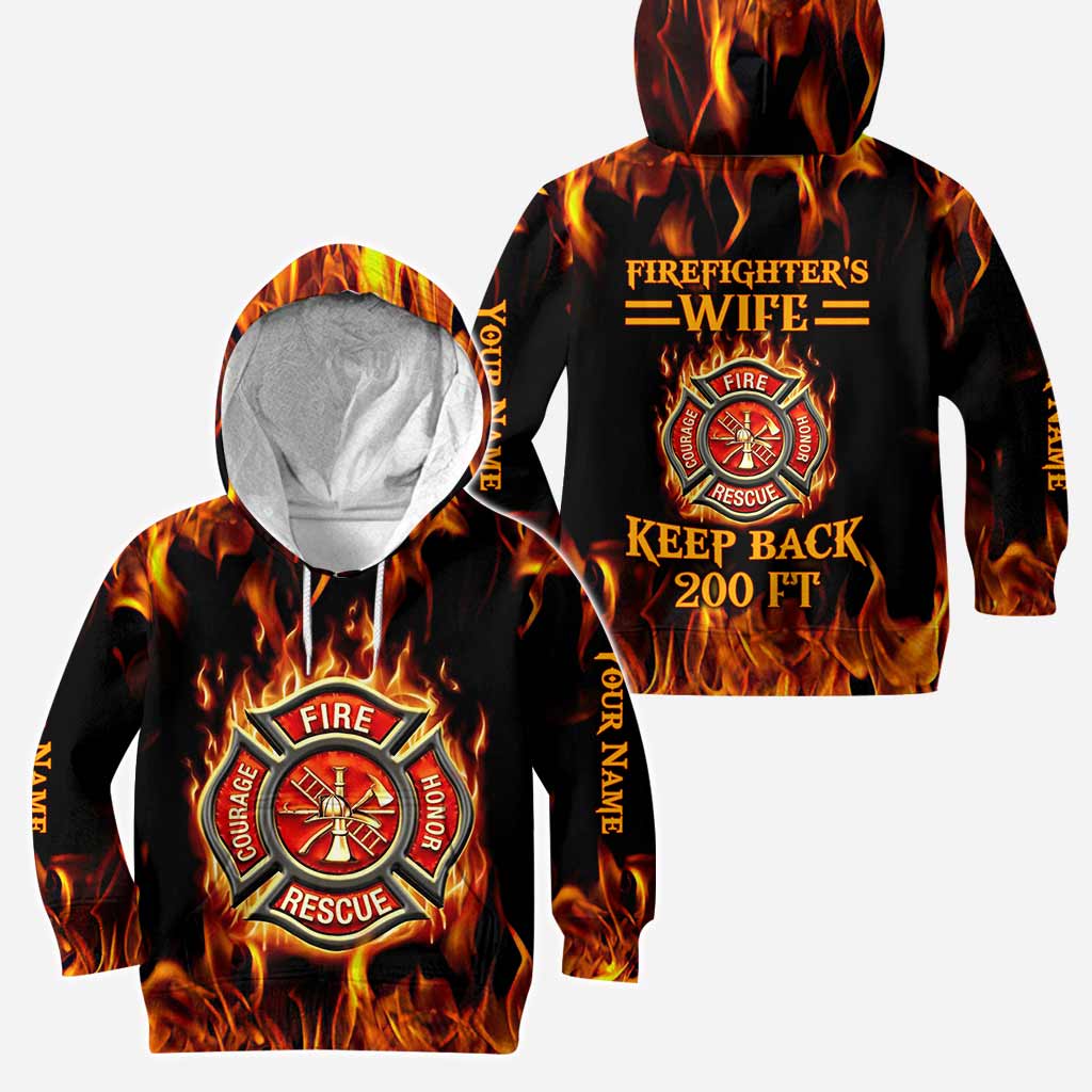 Keep Back 200 FT - Personalized Firefighter Hoodie and Leggings