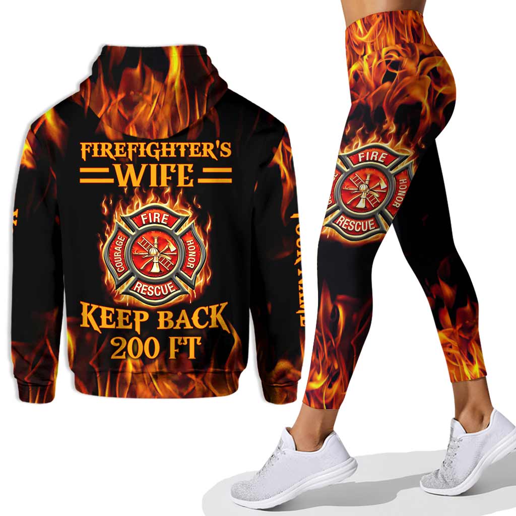 Keep Back 200 FT - Personalized Firefighter Hoodie and Leggings