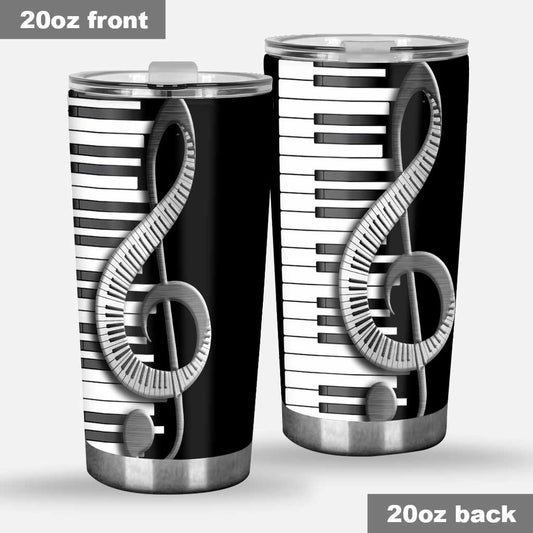 Ich liebe Musik – Becher mit Klavier-Metallmuster