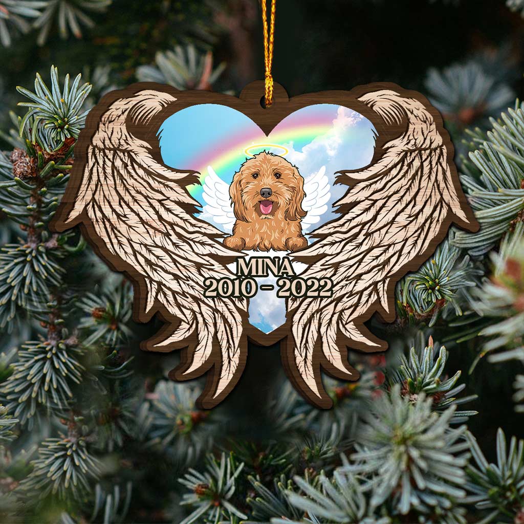Ich werde dich in meinem Herzen tragen – Personalisierter Weihnachtsschmuck in Hundeform (beidseitig bedruckt)