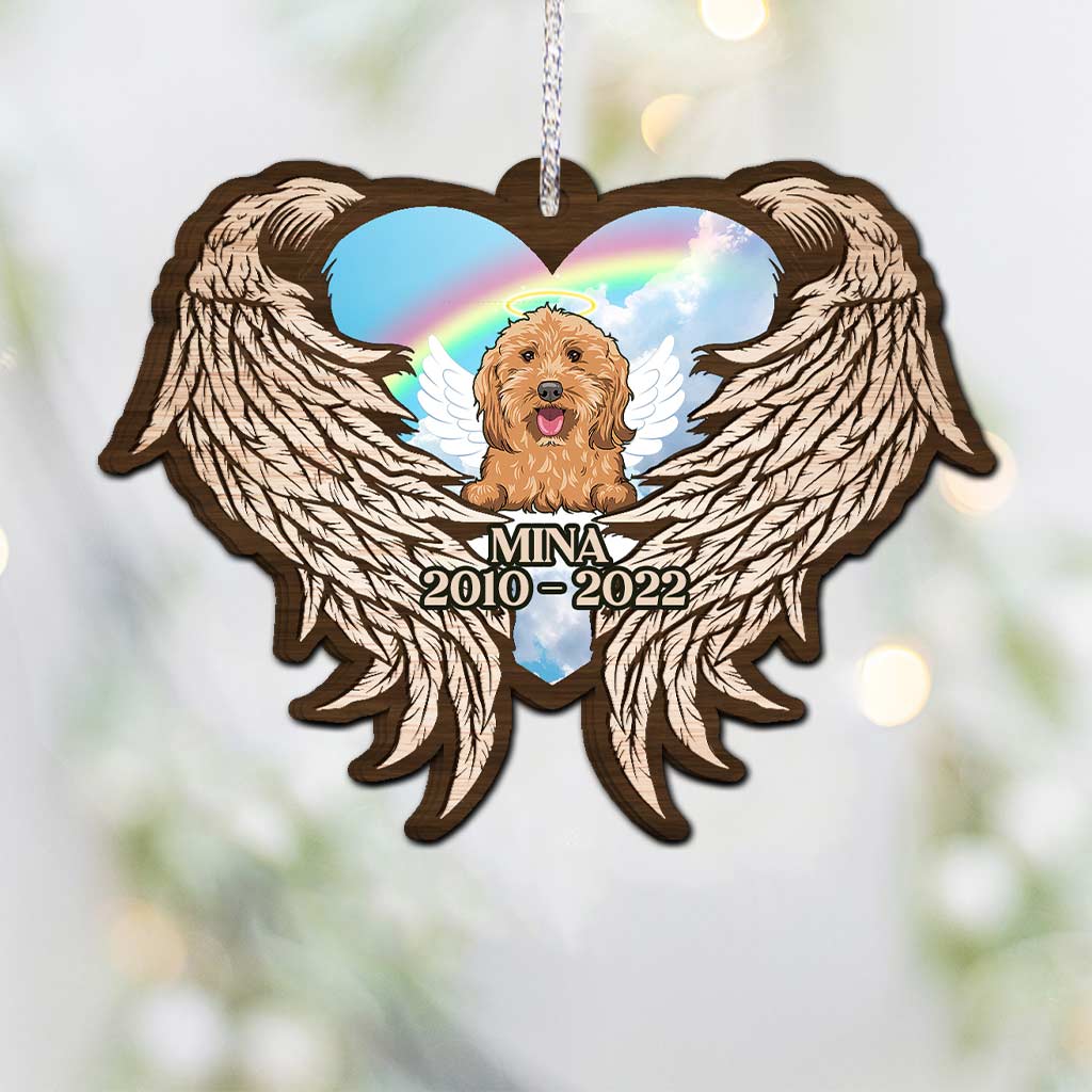 Ich werde dich in meinem Herzen tragen – Personalisierter Weihnachtsschmuck in Hundeform (beidseitig bedruckt)