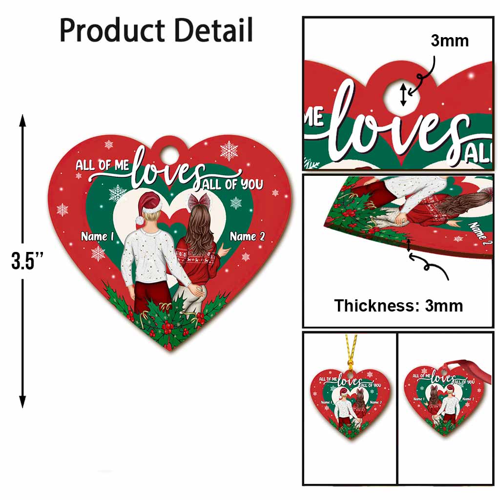 All Of Me Loves All Of You - Personalized Christmas Couple Ornament (Printed On Both Sides)