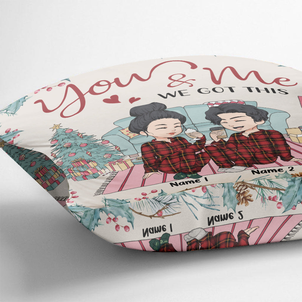 „Du und ich, wir schaffen das“ – Personalisiertes Weihnachtskissen für Paare