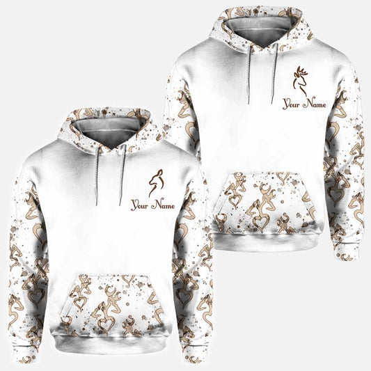 Seine Hirschkuh, ihr Hirsch – Personalisiertes T-Shirt und Hoodie für Paare auf der Jagd.