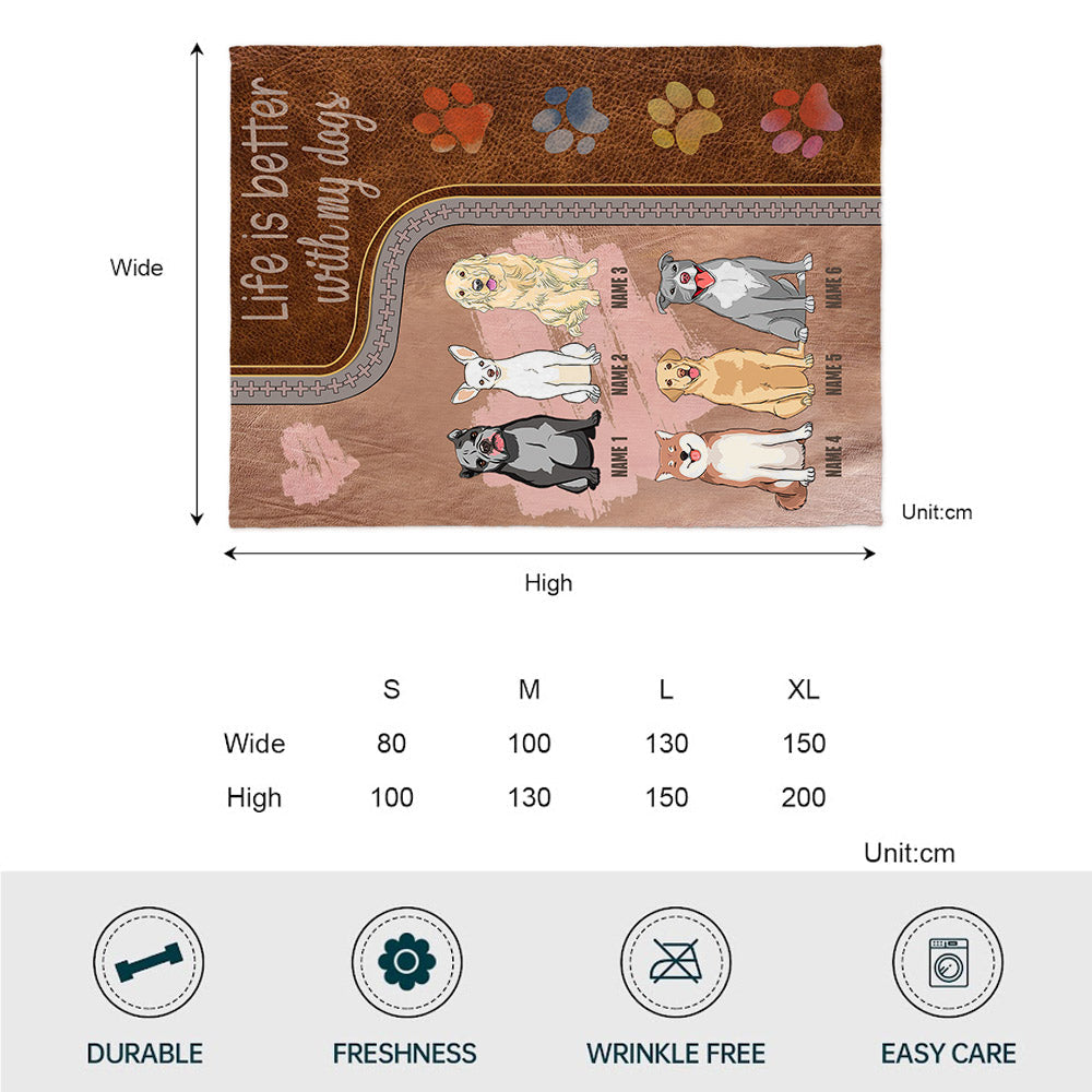 Das Leben ist schöner mit meinen Hunden – personalisierte Hundedecke
