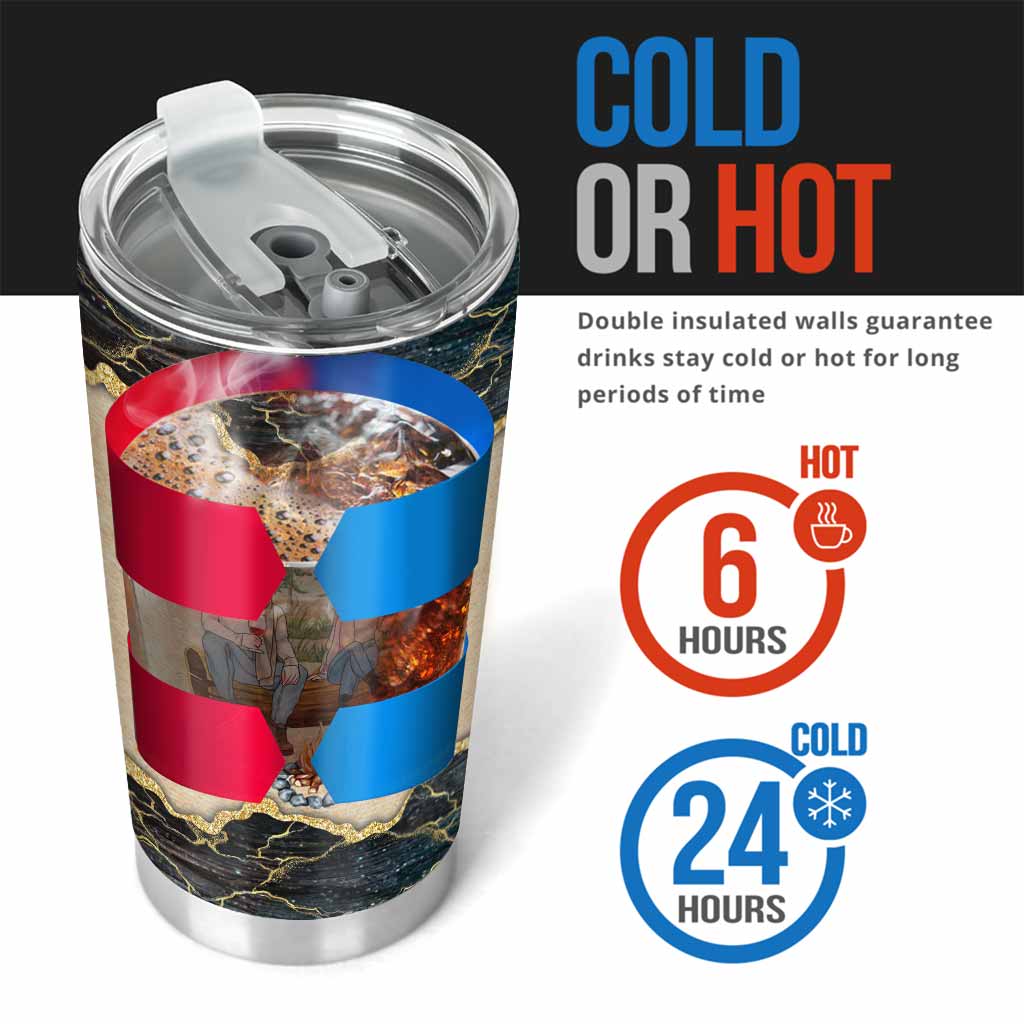 Du, ich und das Lagerfeuer – personalisierter Campingbecher für Paare