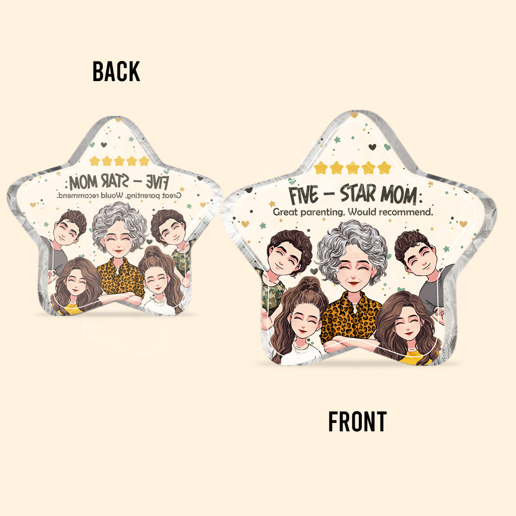 Fünf-Sterne-Mama – Personalisierte Acrylplakette in individueller Form zum Muttertag