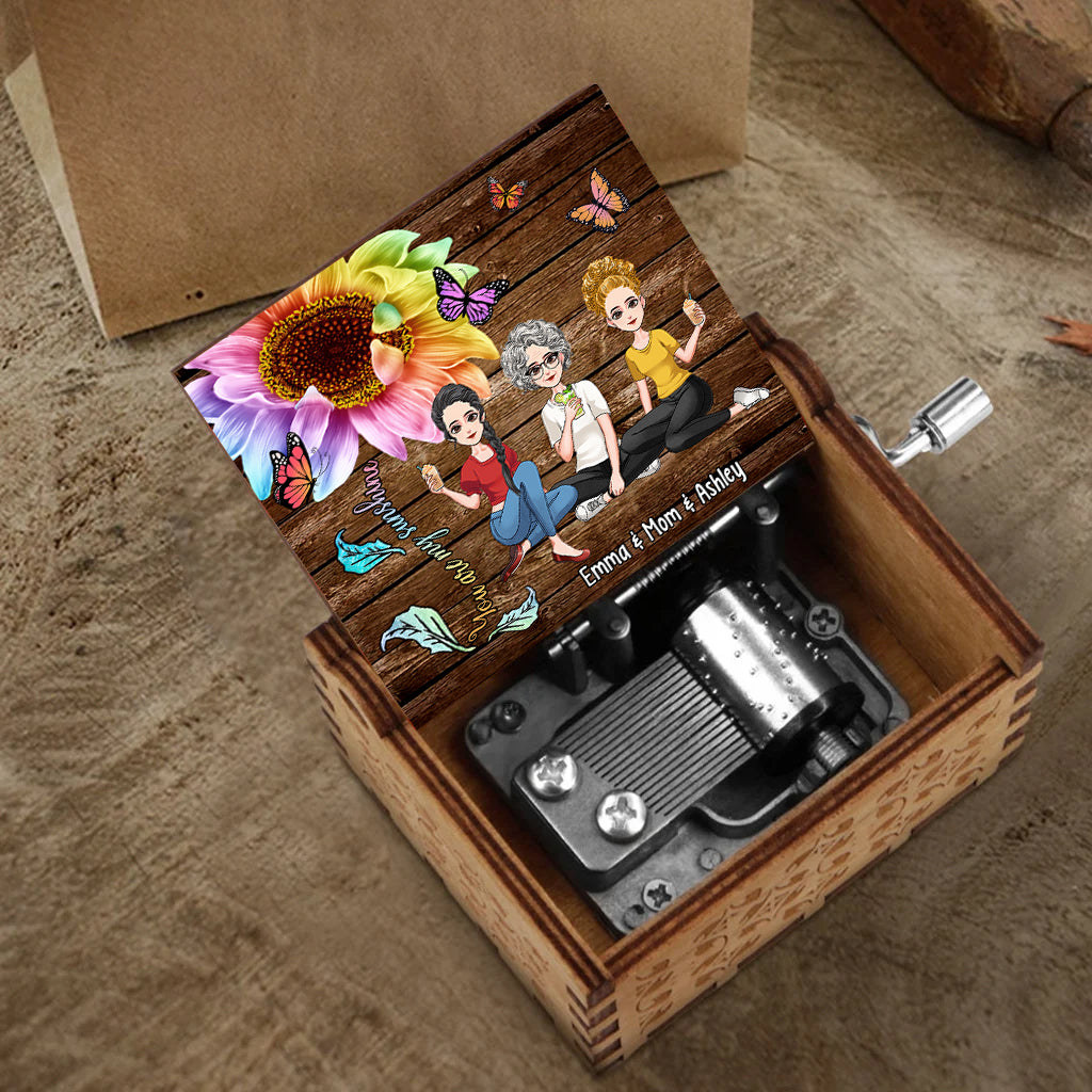 Du bist mein Sonnenschein – Personalisierte Muttertags-Spieluhr mit Handkurbel