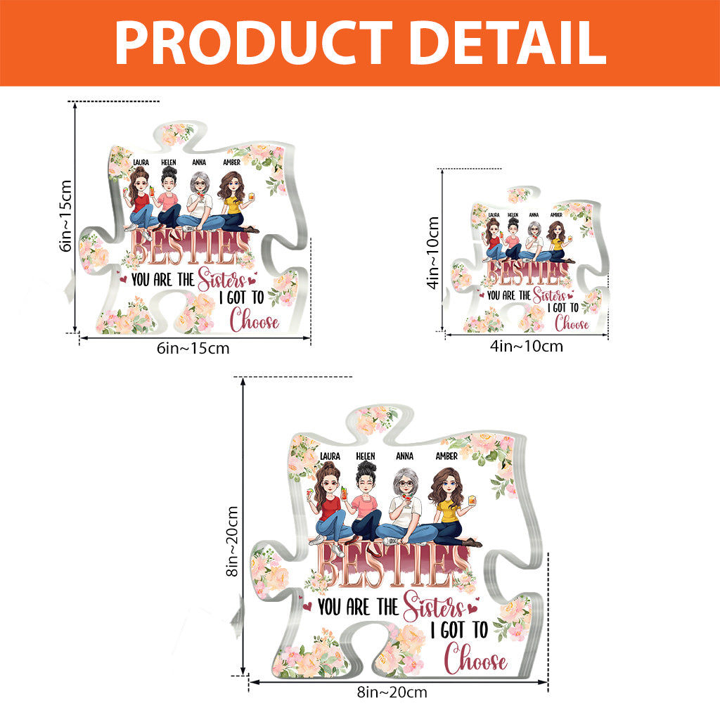 Die Schwestern, die ich mir aussuchen durfte – personalisierte, individuell geformte Acrylplakette für die beste Freundin