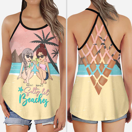 Salty Lil' Beaches - Personalisiertes Bestie Cross Tanktop