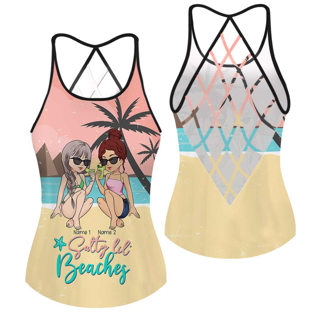 Salty Lil' Beaches - Personalisiertes Bestie Cross Tanktop