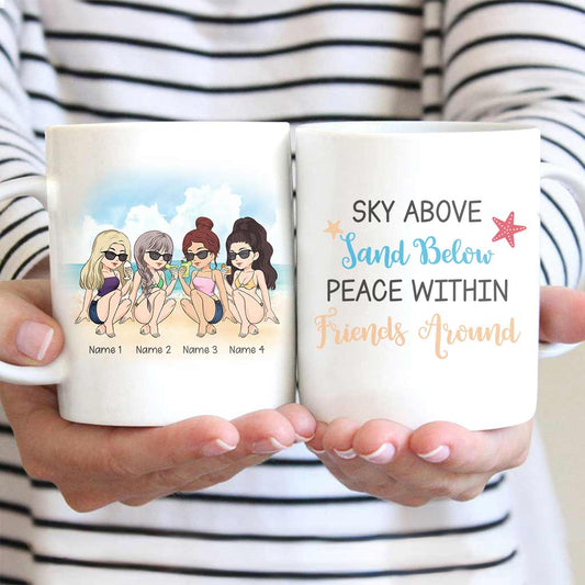 Himmel über dem Sand darunter – Personalisierte Tasse für die beste Freundin