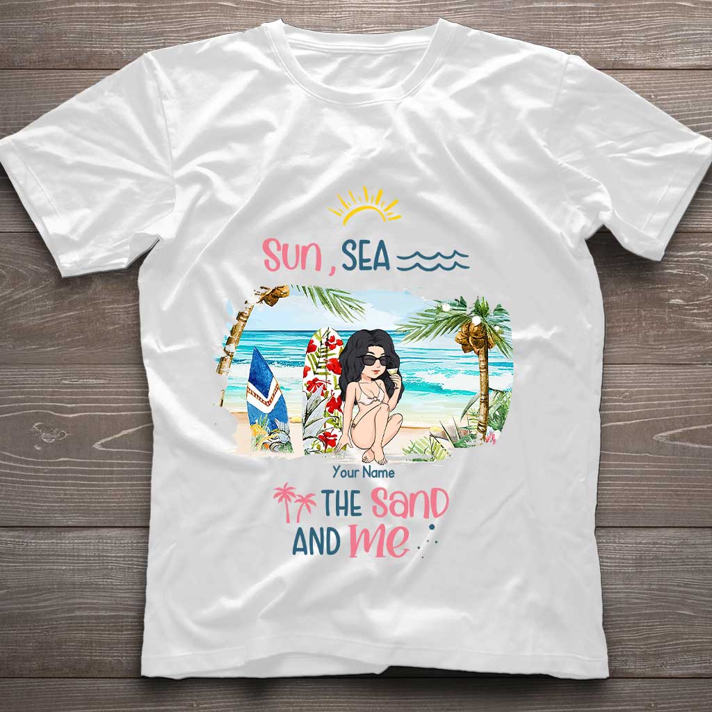 Sonne, Meer, Sand und ich – Personalisiertes T-Shirt und Hoodie für Meeresliebhaber