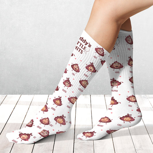 Daddy Little Shits - Gift for dad, grandma, grandpa, mom, uncle, aunt, brother, sister - Personalized Socks