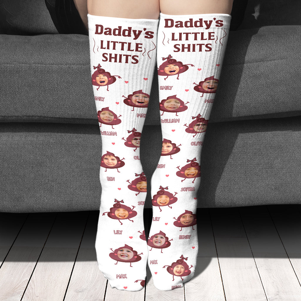 Daddy Little Shits - Gift for dad, grandma, grandpa, mom, uncle, aunt, brother, sister - Personalized Socks