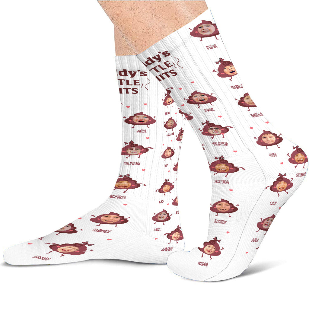 Daddy Little Shits - Gift for dad, grandma, grandpa, mom, uncle, aunt, brother, sister - Personalized Socks