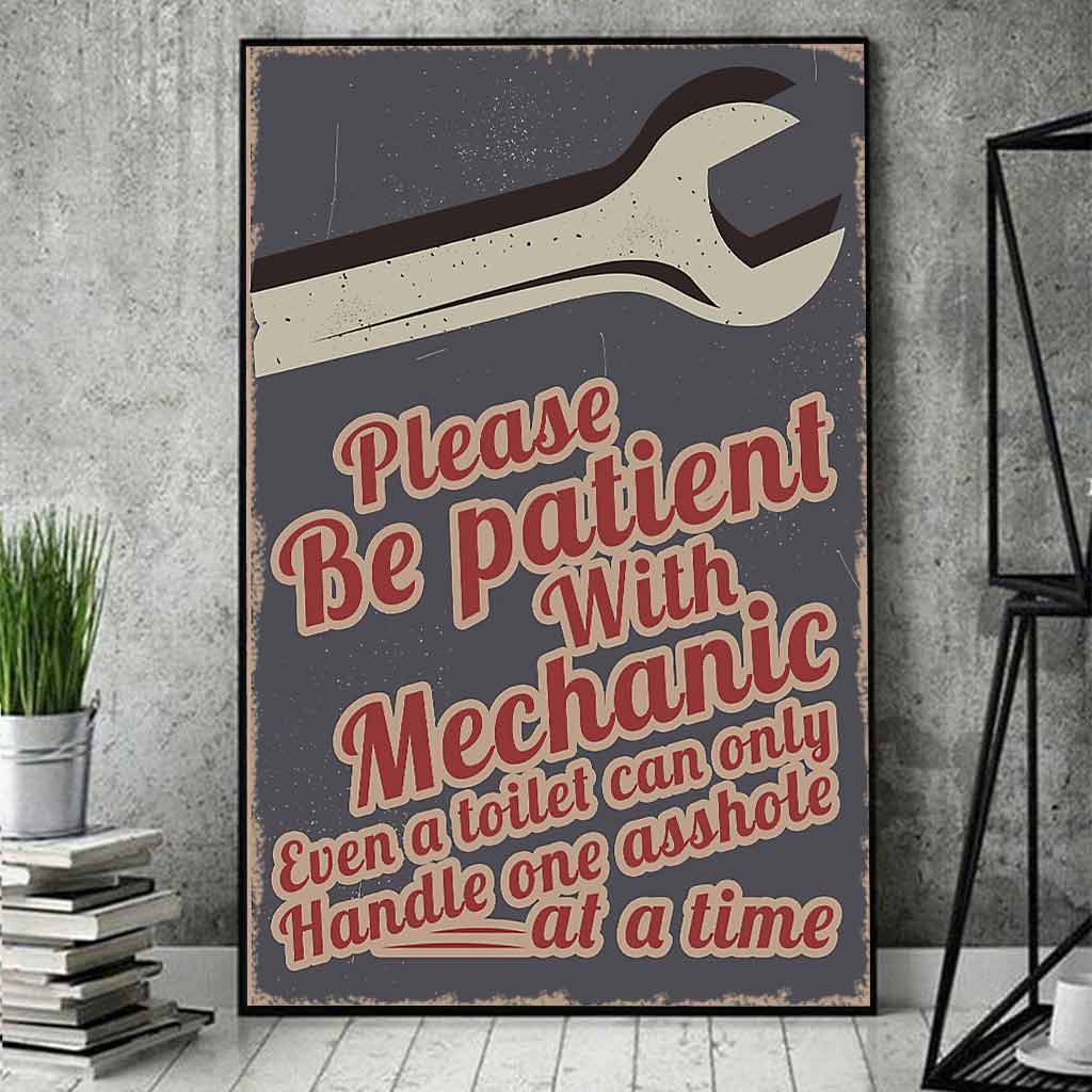 Bitte haben Sie Geduld – Mechaniker-Plakat 062021