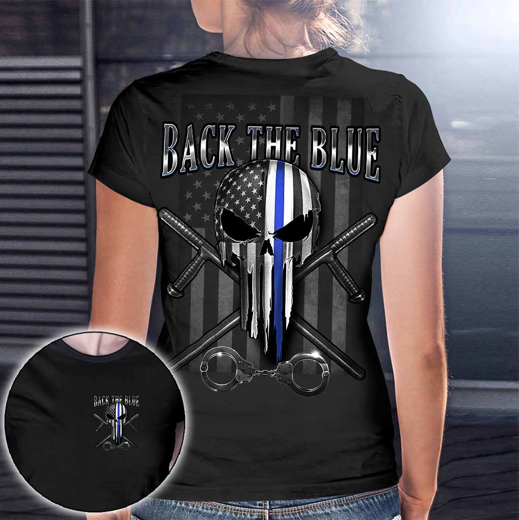 Blue Line Skull – Polizeibeamten-T-Shirt und Hoodie 0621