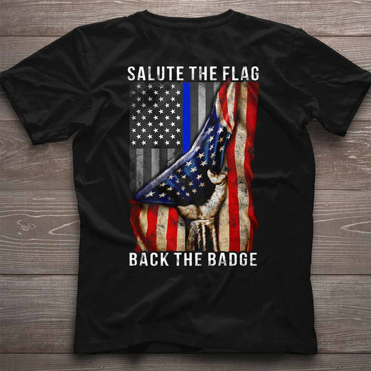 „Salute The Flag“ – T-Shirt und Hoodie für Polizeibeamte 0621