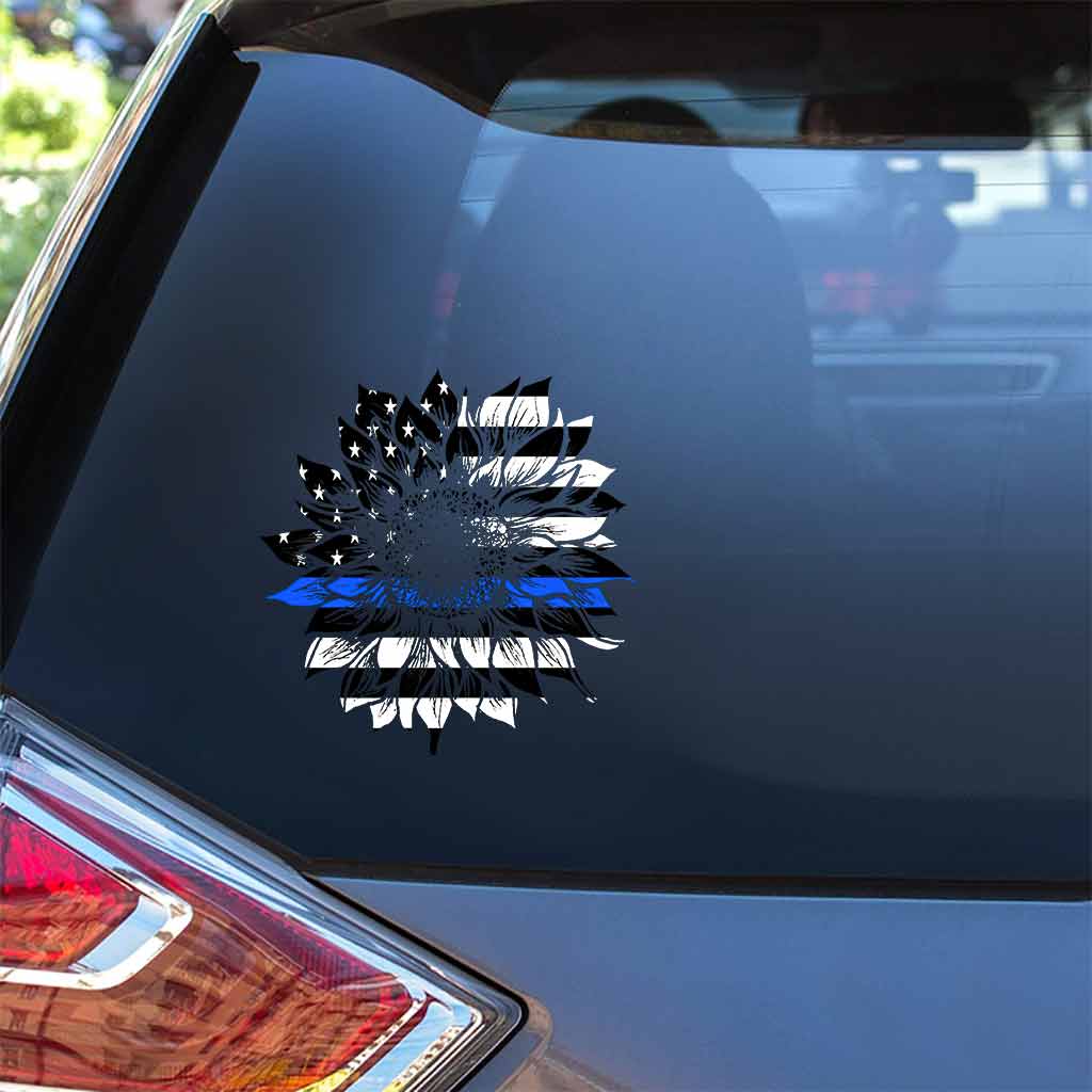 Blue Line Sonnenblume - Polizeibeamten-Aufkleber Vollversion 062021