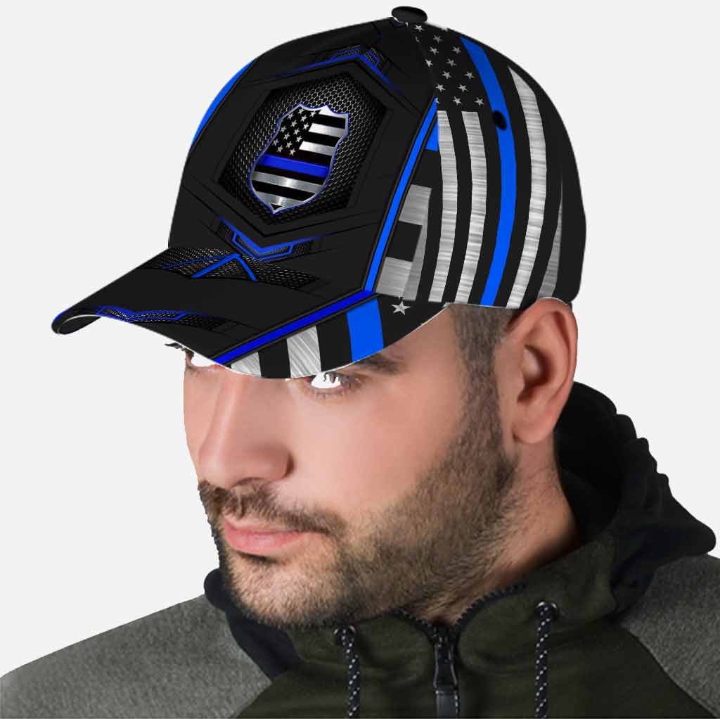 Blue Line – Klassische Polizeimütze mit aufgedruckten Belüftungslöchern 062021