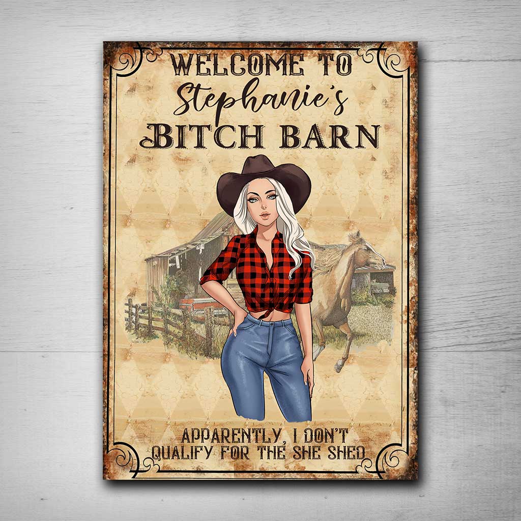 Horse Girl Barn - Personalisiertes rechteckiges Metallschild mit Pferdemotiv