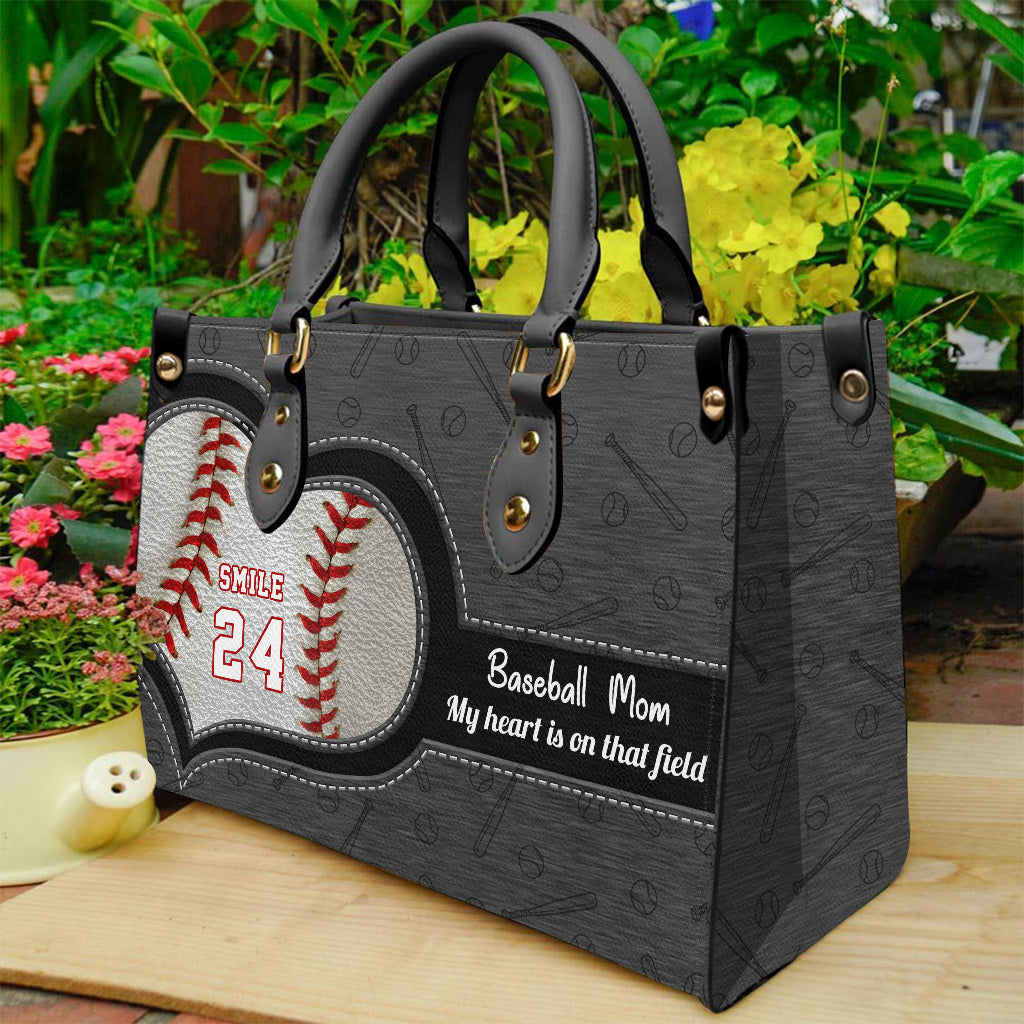 Mein Herz schlägt für dieses Spielfeld – Personalisierte Baseball-Lederhandtasche