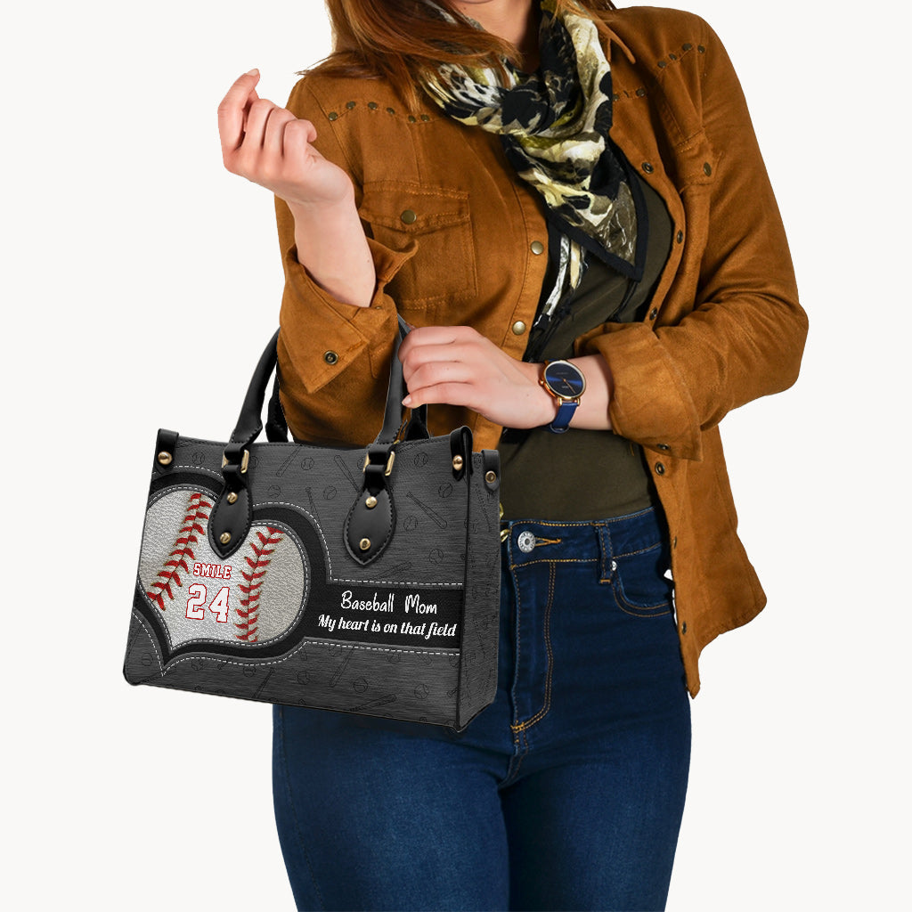 Mein Herz schlägt für dieses Spielfeld – Personalisierte Baseball-Lederhandtasche