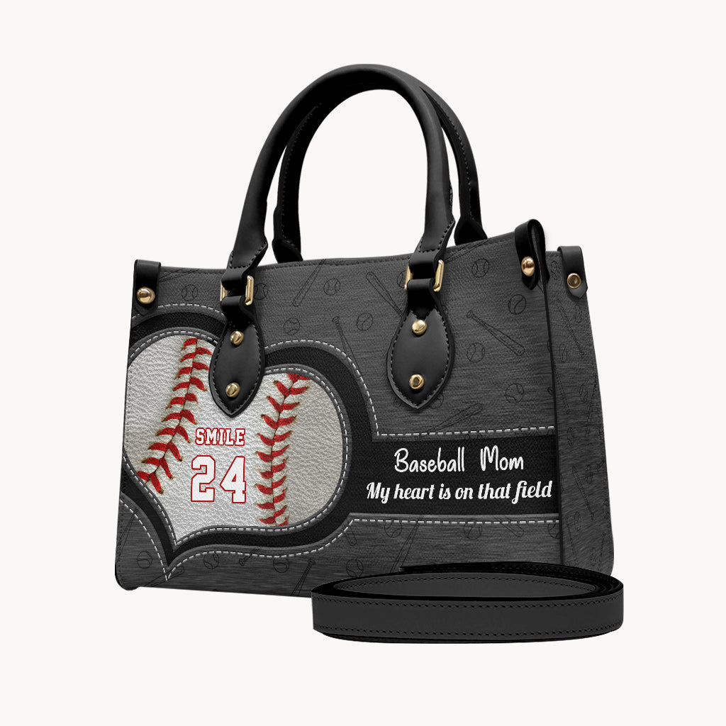 Mein Herz schlägt für dieses Spielfeld – Personalisierte Baseball-Lederhandtasche