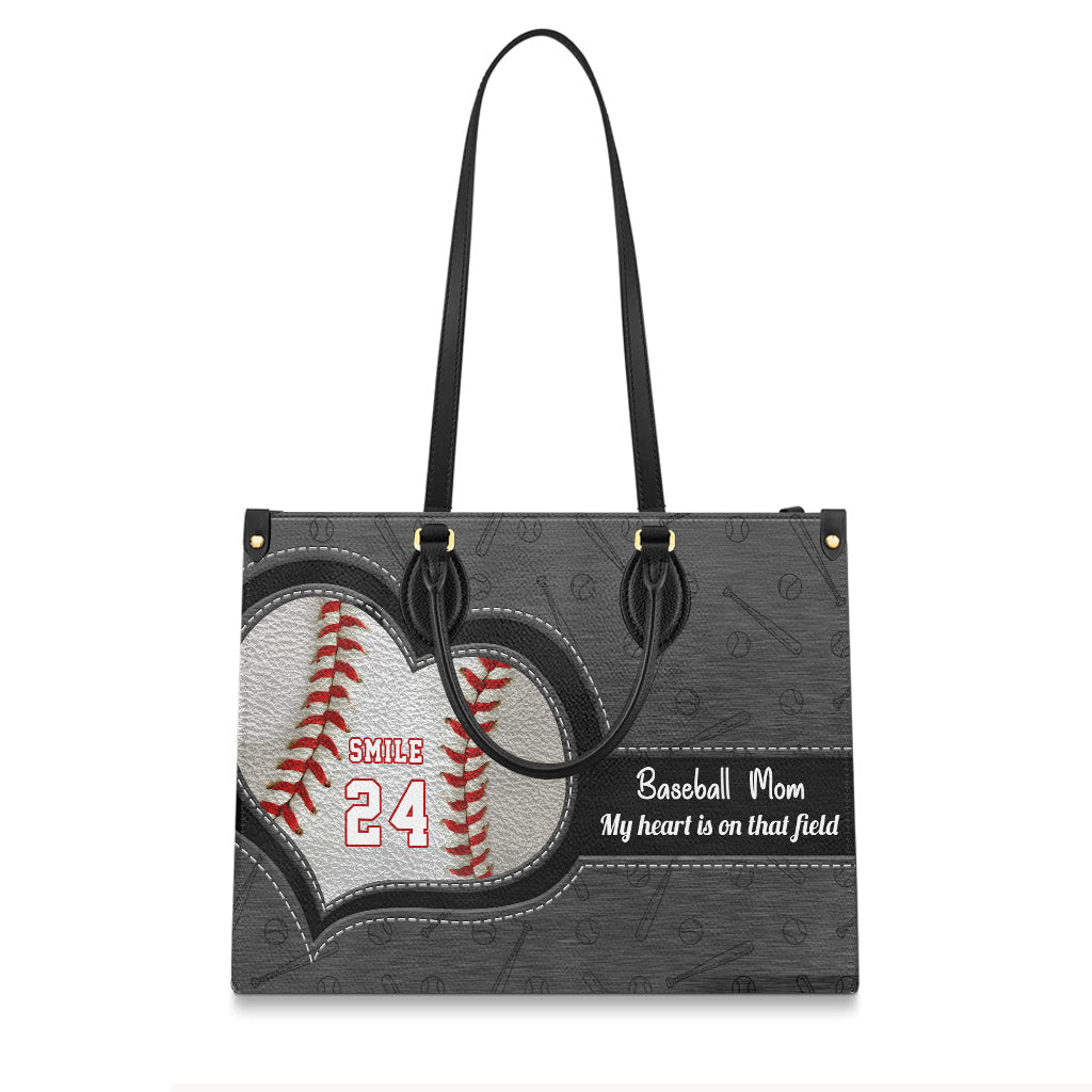 Mein Herz schlägt für dieses Spielfeld – Personalisierte Baseball-Lederhandtasche