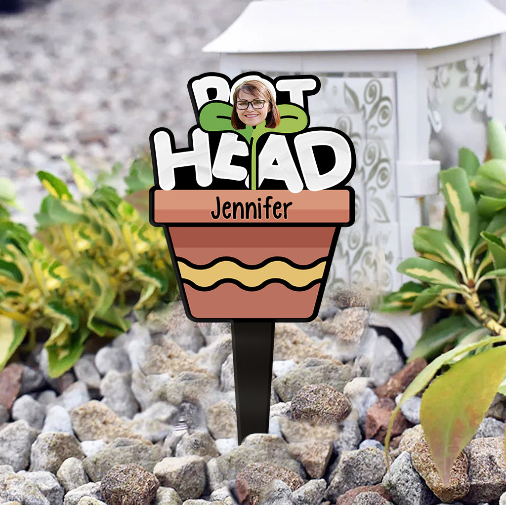 Pot Head – Personalisierte Garten-Acryl-Plakette zum Anbringen am Pfahl