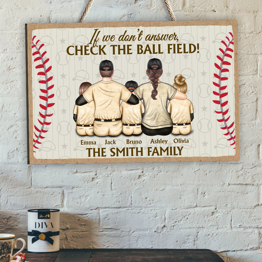 Schau dir das Baseballfeld an – personalisiertes Baseball-Holzschild