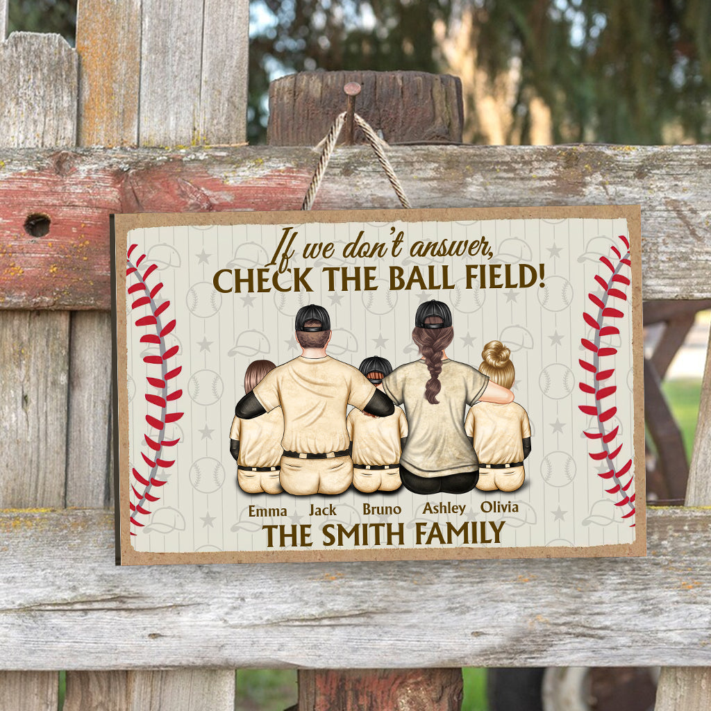 Schau dir das Baseballfeld an – personalisiertes Baseball-Holzschild