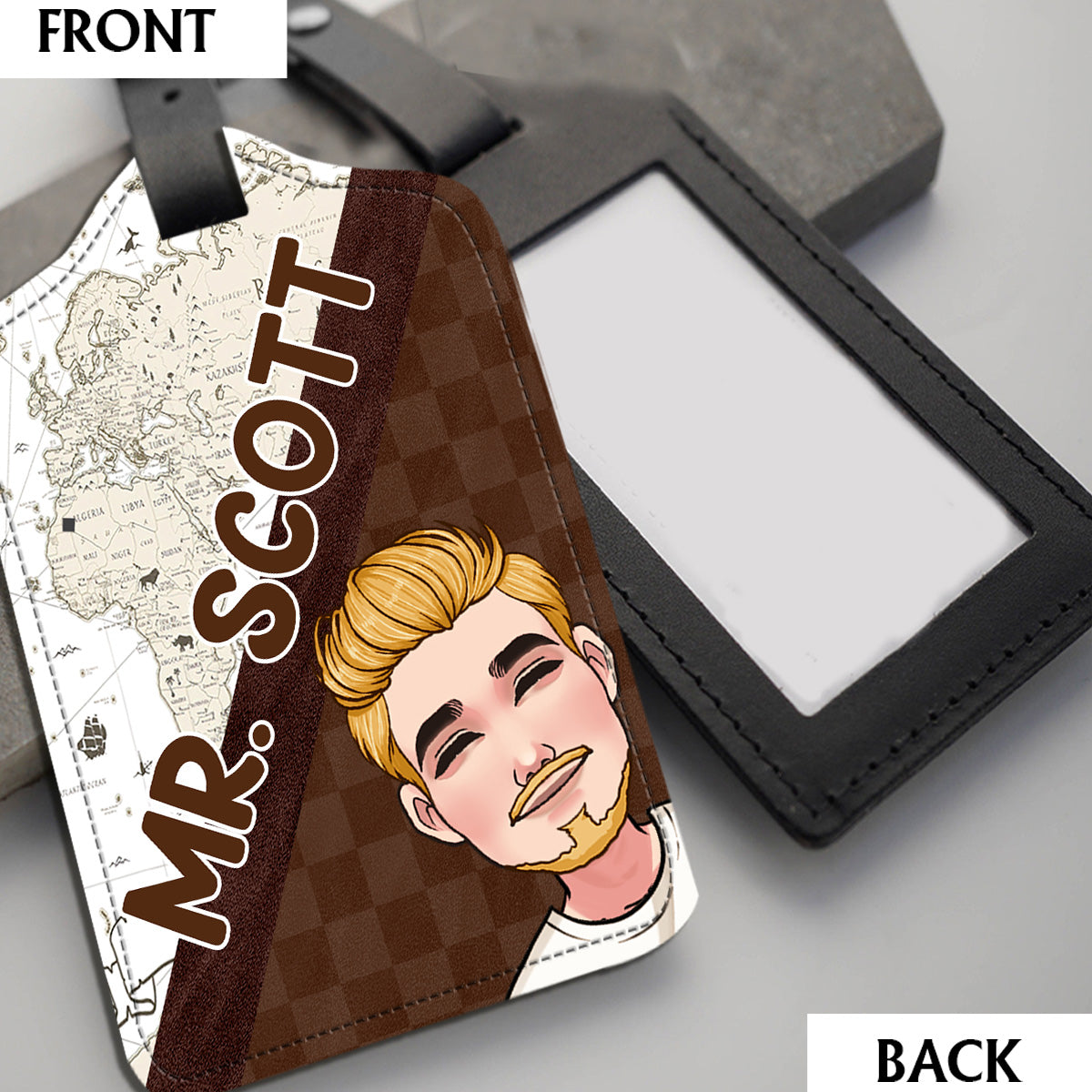 Mr And Mrs - Personalized Couple Leather Luggage Tag & Passport Holder