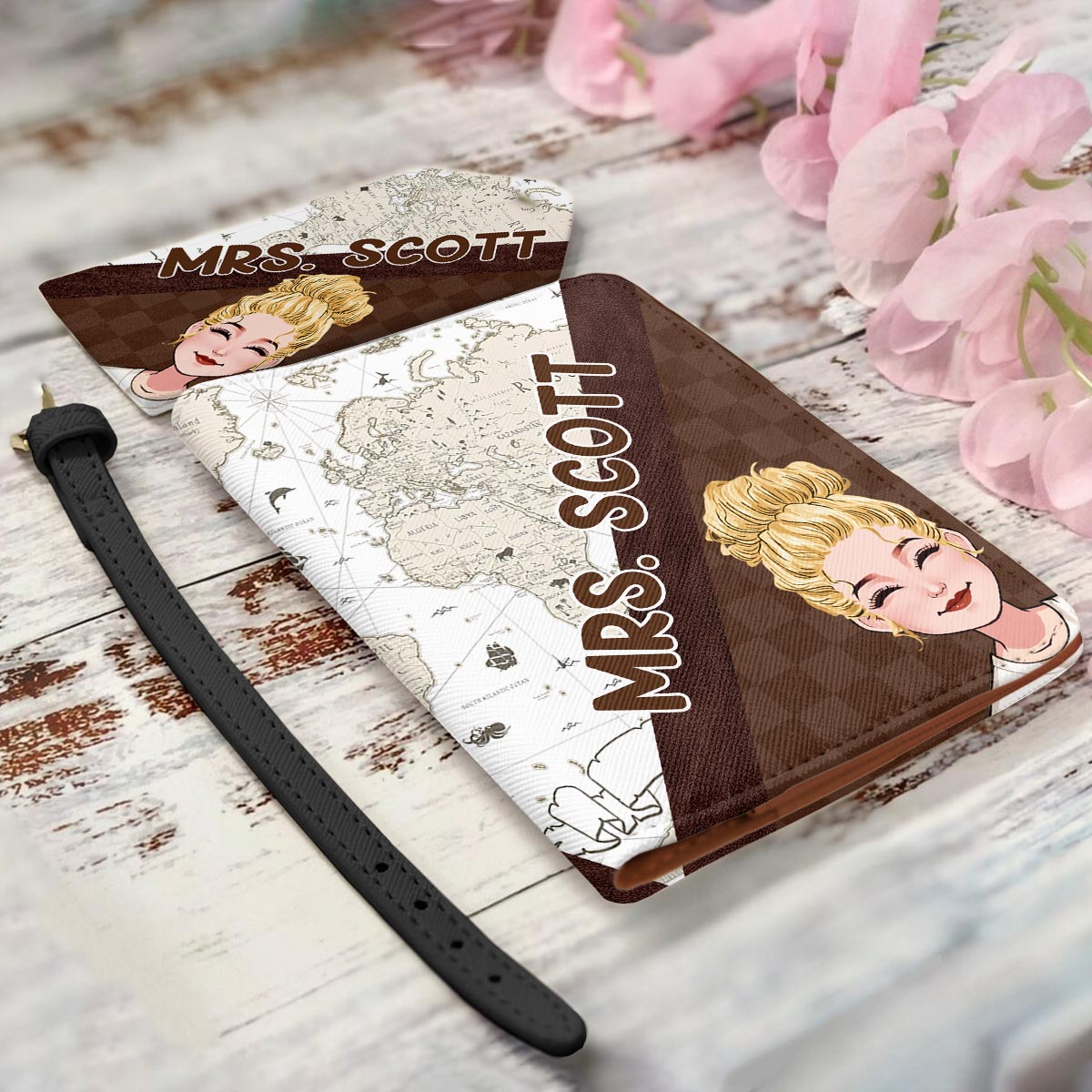 Mr And Mrs - Personalized Couple Leather Luggage Tag & Passport Holder