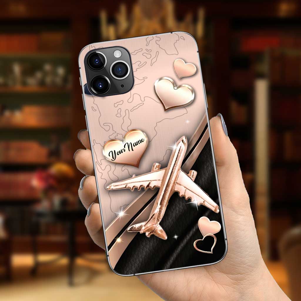 Airplane Rose Gold - Personalized Travelling Phone Case With 3D Pattern Print