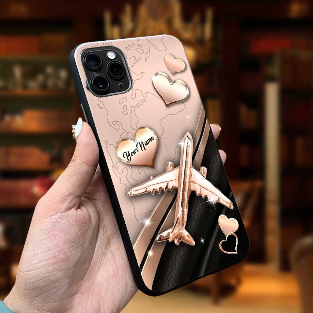 Airplane Rose Gold - Personalized Travelling Phone Case With 3D Pattern Print